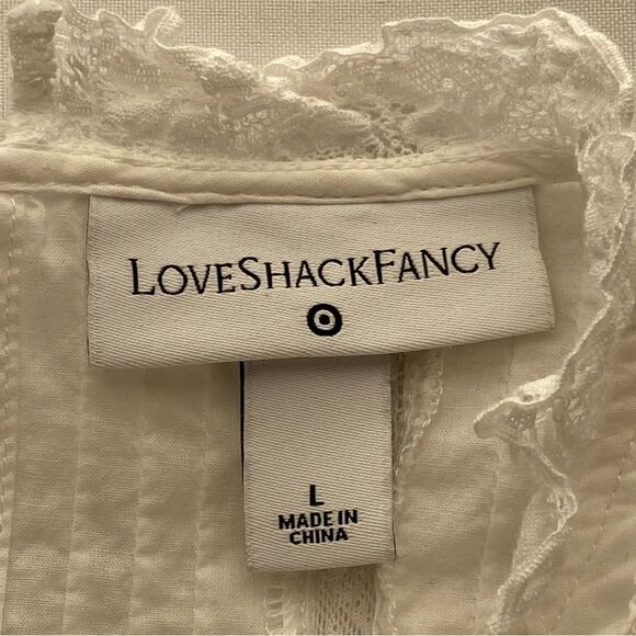 LoveShackFancy x Target White Talulah Pintuck Yoke Lace Dress Size Large - Picture 12 of 16